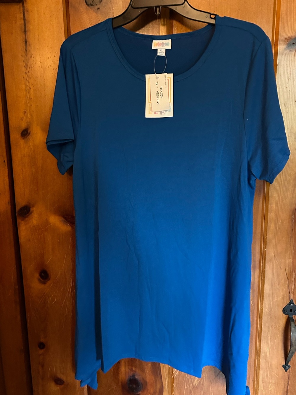 LuLaRoe Blue Short-Sleeve Scoop Neck Women's Top Melissa XL